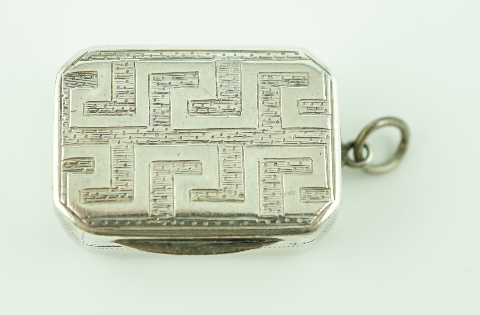 BATTLE OF TRAFALGAR- A George III silver rectangular vinaigrette with canted corners, by Matthew Linwood